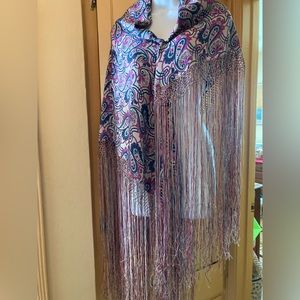 Piano shawl/ shawl with long fringe